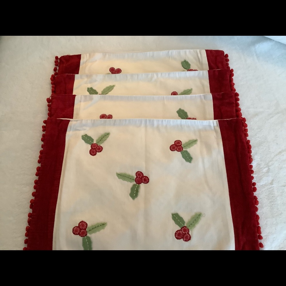 Vintage Christmas Place Mats Holly EUC
